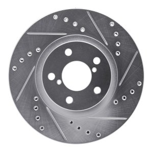 Saab 9-2X Brake Rotor (1) - Front Right - R1 Concepts - Drilled & Slotted - Silver - `90-`16